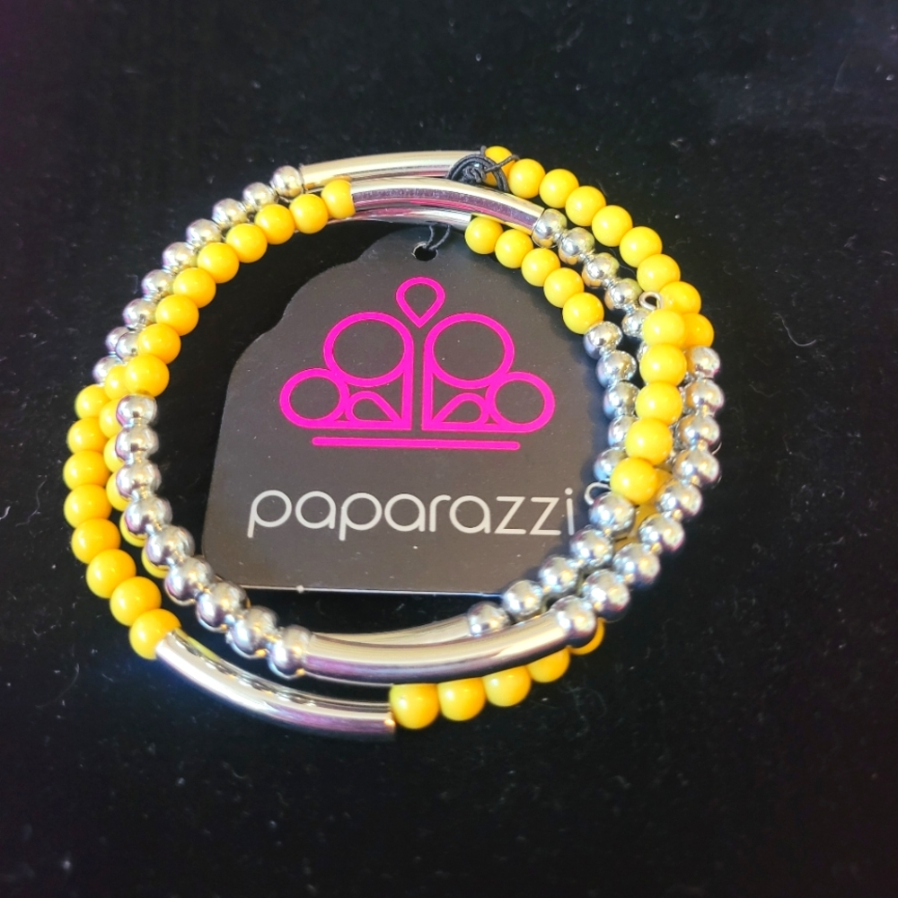 Wrap bracelet Yellow and Silver. New